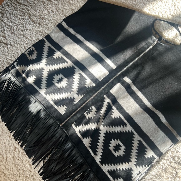Oversized Leather Aztec Fringe Vest - Picture 1 of 4